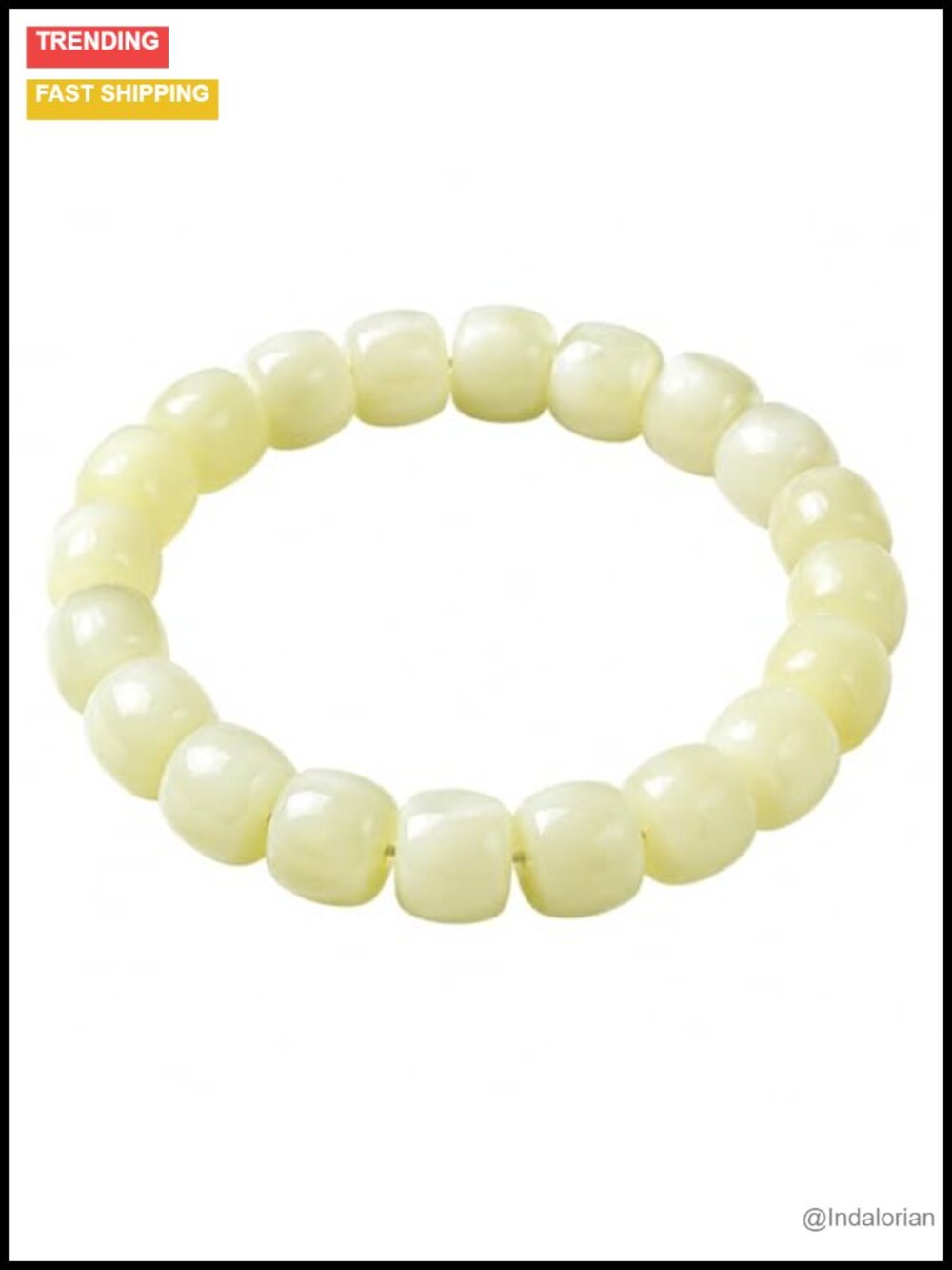 Natural Hetian Jade Stretch Bracelet Women's 9.5mm Beaded Gemstone